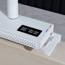 White Copper Pull-Out Kitchen Faucet With Digital Display