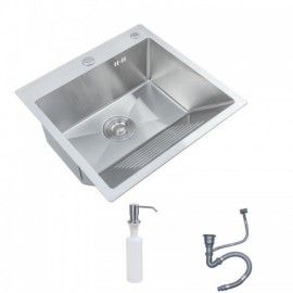 50*48Cm Brushed Stainless Steel Kitchen Sink With Soap Dispenser