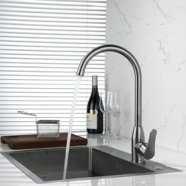 Gray Stainless Steel Kitchen Mixer With Swivel Spout