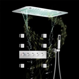 Recessed Thermostatic Led Shower Faucet In Copper Stainless Steel