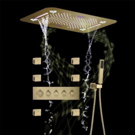 Recessed Thermostatic Led Shower Faucet In Copper Stainless Steel