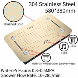 Recessed Thermostatic Led Shower Faucet In Copper Stainless Steel