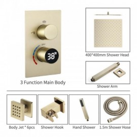 Brushed Chrome/Gold Shower Faucet In Copper Stainless Steel Constant Current Style