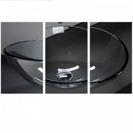 Round Tempered Glass Sink For Hotel Bathroom Faucet Optional