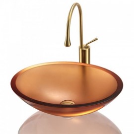 Tempered Glass Countertop Washbasin For Hotel Bathroom Without/With Faucet