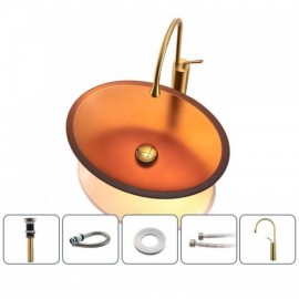 Tempered Glass Countertop Washbasin For Hotel Bathroom Without/With Faucet