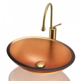 Tempered Glass Countertop Washbasin For Hotel Bathroom Without/With Faucet