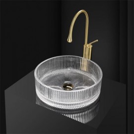 Round Countertop Sink In Transparent Glass