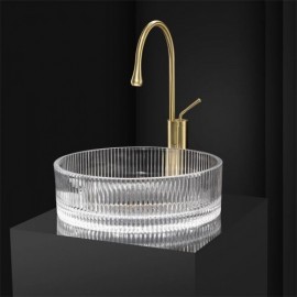 Round Countertop Sink In Transparent Glass