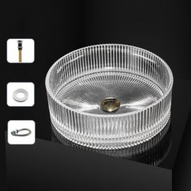 Round Countertop Sink In Transparent Glass