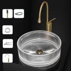 Round Countertop Sink In Transparent Glass