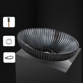 3 Colors Glass Sink For Hotel Bathroom Without/With Faucet