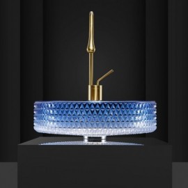 Round Basin Balcony Bathroom Glass Sink