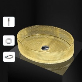 Glass Bathroom Sink Without/With Faucet