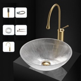 Hotel Bathroom Glass Countertop Sink Without/With Faucet