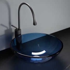 Round Countertop Sink In Tempered Bathroom Glass 2 Colors