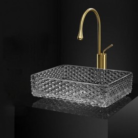 Rectangular Glass Hotel Bathroom Sink L43Cm
