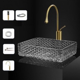Rectangular Glass Hotel Bathroom Sink L43Cm
