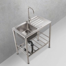 Mobile Stainless Steel Sink Single Bowl With Drainage Support