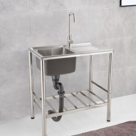 Mobile Stainless Steel Sink Single Bowl With Drainage Support