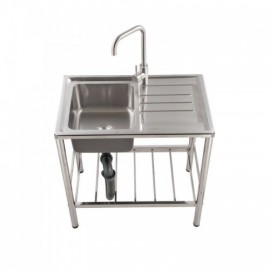 Mobile Stainless Steel Sink Single Bowl With Drainage Support