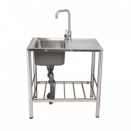 Mobile Stainless Steel Sink Single Bowl With Drainage Support