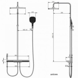 Abs Copper Thermostatic Shower Faucet 4 Functions With Led Display