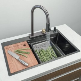 Black Nano-Coated Stainless Steel Kitchen Sink Without/With Faucet