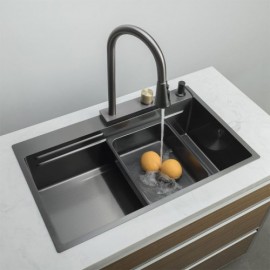 Black Stainless Steel Sink Nano-Coating Optional Faucet For Kitchen