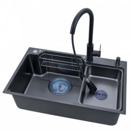 Black Stainless Steel Sink With Drain Soap Dispenser Small Tray Mini Drain Basket