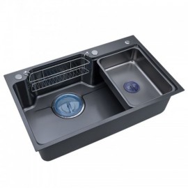 Black Stainless Steel Sink With Drain Soap Dispenser Small Tray Mini Drain Basket