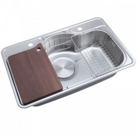 Silver Stainless Steel Kitchen Sink With Drain Basket*2 Soap Dispenser*1 Cutting Board*1