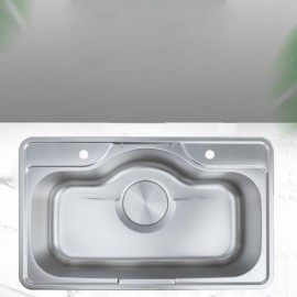 Silver Stainless Steel Kitchen Sink With Drain Basket*2 Soap Dispenser*1 Cutting Board*1