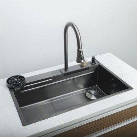 Black Nano-Coated Stainless Steel Kitchen Sink With Hot And Cold Water Faucet