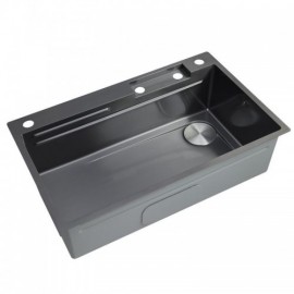 Black Nano-Coated Stainless Steel Kitchen Sink With Hot And Cold Water Faucet