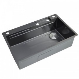 Black Stainless Steel Sink With Faucet Triangular Bucket Soap Dispenser Drainage