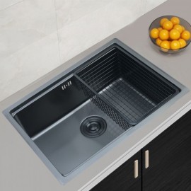 Black Stainless Steel Kitchen Sink With Drainage Drainer Basket