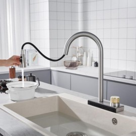 Pull-Out Kitchen Mixer In Grey/Brushed Nickel/Black Stainless Steel