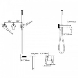 Wall-Mounted Bathtub Mixer In Black/Brushed Gold Copper With Constant Flow