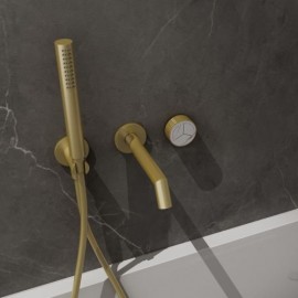 Wall-Mounted Bathtub Mixer In Black/Brushed Gold Copper With Constant Flow