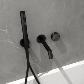 Wall-Mounted Bathtub Mixer In Black/Brushed Gold Copper With Constant Flow