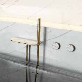 Wall Mounted Copper Bathtub Mixer Zinc Alloy Roller Handle
