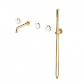 Brushed Gold Copper Wall Mounted Bathtub Mixer For Bathroom