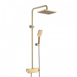 Brushed Gray/Gold Copper Shower Faucet With 3 Constant Flow Shower Functions