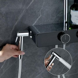 Shower Faucet In Chrome/Black Copper With 4 Constant Flow Shower Functions