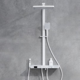 4-Function White/Gray Copper Shower Faucet With Led Display