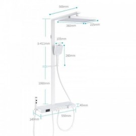 4-Function White/Gray Copper Shower Faucet With Led Display