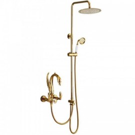 Gold Shower Faucet With 3 Functions Copper Hand Shower Body Stainless Steel Nozzle