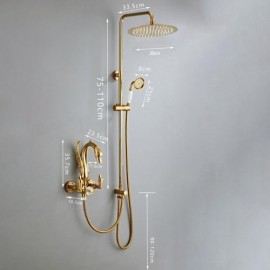 Gold Shower Faucet With 3 Functions Copper Hand Shower Body Stainless Steel Nozzle