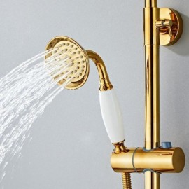 Gold Shower Faucet With 3 Functions Copper Hand Shower Body Stainless Steel Nozzle